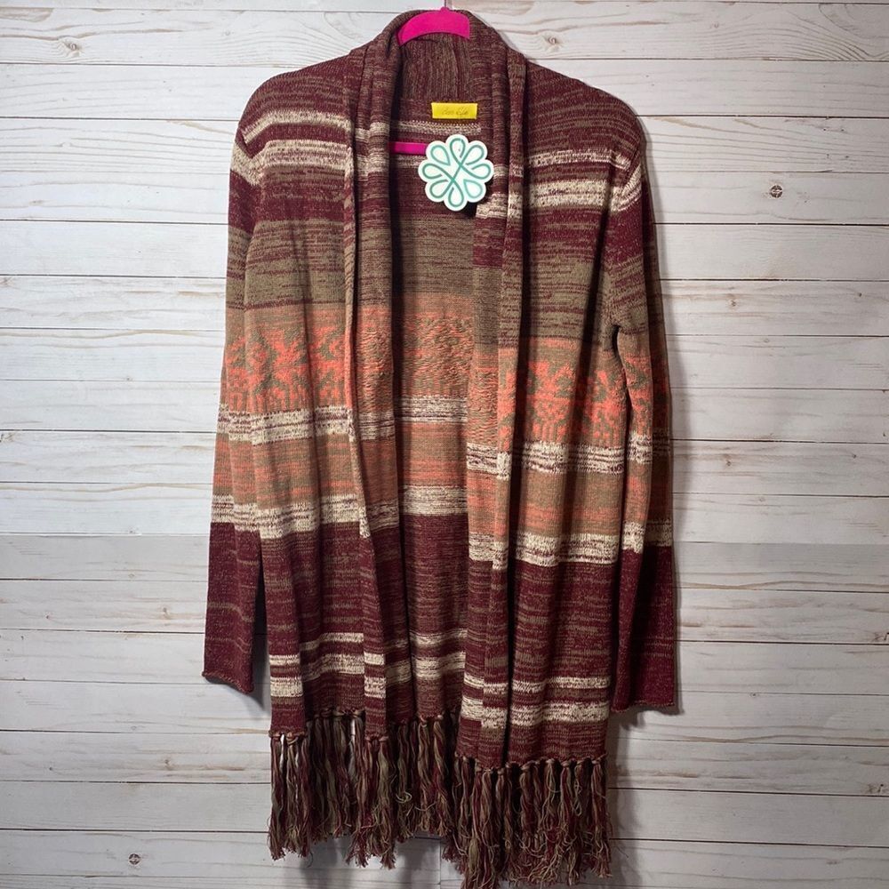 Dee Elle Fringe Boho Open Front Cardigan